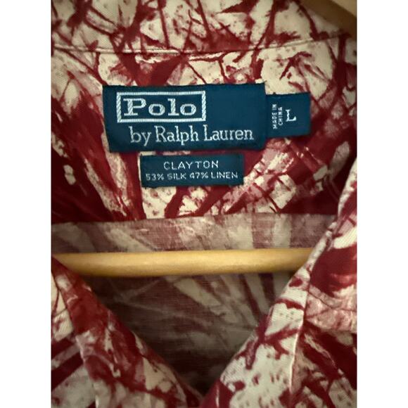 Polo Ralph Lauren Clayton Silk & Linen Button Up Hawaiian Shirt Size Large - Picture 4 of 8